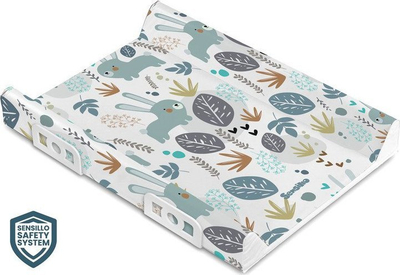 Tapet ndërrimi bebe Sensillo Stiffened Cot, 70x49 cm, PVC pa ftalate, me lepurusha shumëngjyrësh