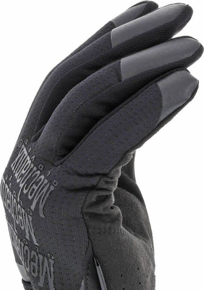 Doreza taktike Mechanix FastFit me pëllëmbë lëkurë sintetike, gishtat e mbuluar komplet, ngjyrë e zezë