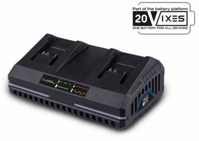 Karikues dual për bateri Scheppach SDBC2.4A, 20V, 2.4A, i zi