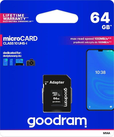 Kartë memorie GoodRam MicroSDXC UHS-I / U1 (M1AA-0640R11), 64 GB, Klasa 10