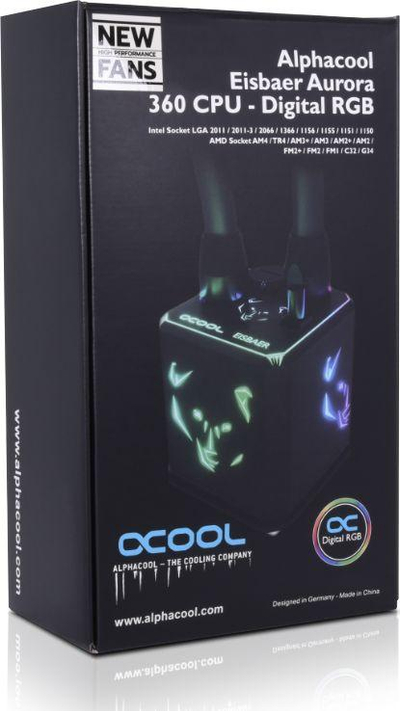 Ftohës ujor CPU Alphacool Eisbaer Aurora HPE Edition 360, radiator 360 mm, RGB, i zi