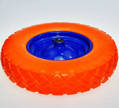 Rrotë karroce dore PU, 400 x 8mm, diametër 40cm, e verdhë