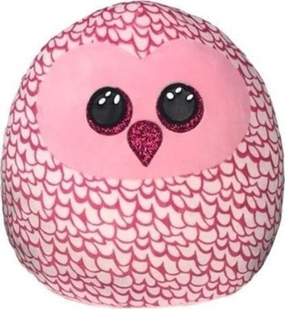 Lodër pelushi TY Squish a Boo Pinky Owl, 14\", shumëngjyrëshe