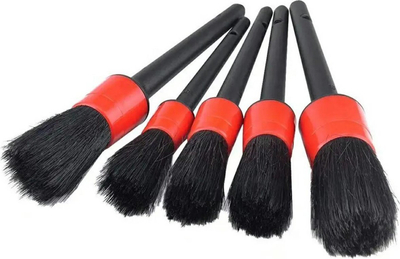Set furçash për detailing veture, 5 copë, qime najloni, dorezë plastike