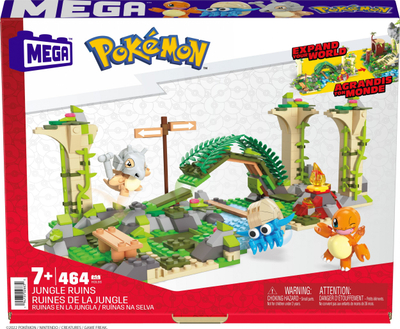 Lodër me kuba MEGA Pokémon Jungle Ruins, 464 pjesë, 3 figurina, shumëngjyrëshe
