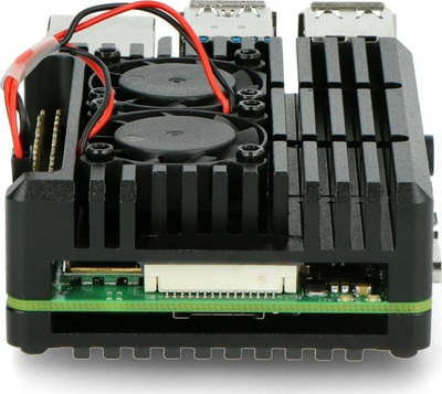 Kuti alumini JustPi LT-4B02 për Raspberry Pi 4B, me 2 ventilatorë, e zezë