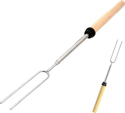 Pirun teleskopik për grill Gonga, 82 cm, çelik inoks, me dorezë druri
