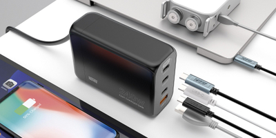 Karikues rrjeti Newell GaN 240W, 3 porta USB C, 1 portë USB A, i zi