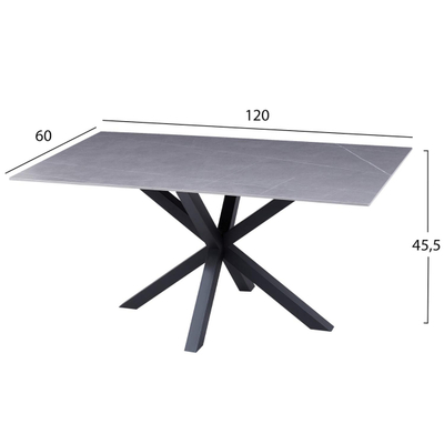 Tavolinë për kafe 120x60x45,5Hcm (HM9470.05), gri/ zezë