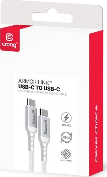 Kabllo USB Crong Crgal15usccwhi, për karikim dhe të dhëna, e bardhë
