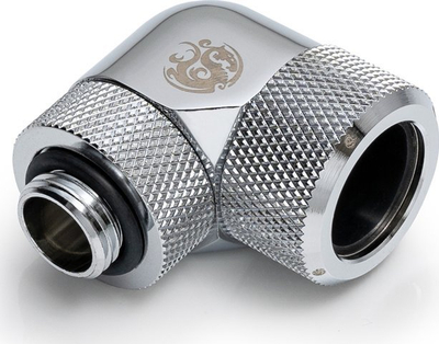 Adaptues për ftohje me ujë Bitspower Advanced 90°, G1/4, për hardtube 16mm, i argjendtë