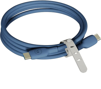Кабел USB-C во USB-C Motorola Silicone, 5A, 2m, сина боја