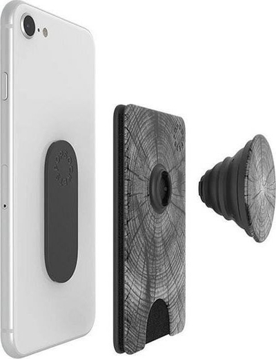 Portofol telefoni PopSockets PopWallet+ Out of the Woods, me mbajtëse, ngjitës, gri