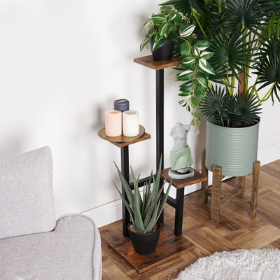 Метална стојалка за растенија Plant Stand, 4 нивоа, 84 cm, црна