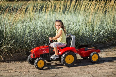 Traktor lodër Lapac Supercharger me pedale, me rimorkio, i kuq