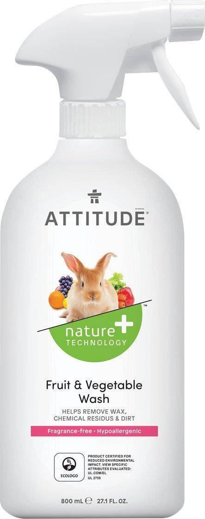 Течност за миење овошје и зеленчук Attitude, без мирис, 800 ml