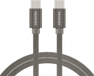 Kabllo USB C në USB C Swissten, 1.2 m, 3A, gri