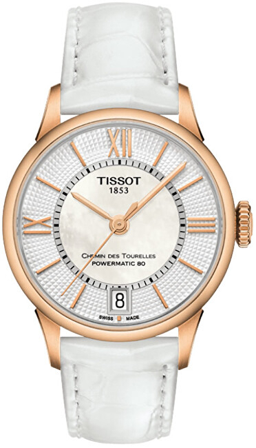 Orë dore Tissot T-Classic Chemin des Tourelles Powermatic 80 T099.207.36.118.00, e bardhë