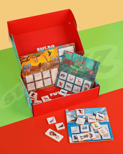 Loja edukative Puedo Habitat Bingo Matching Game, 28 figura, 4 karta, shumëngjyrëshe