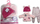 Сет облека за кукла Woopie Baby Clothing, 43-46 cm, 3 парчиња, розова шаренолика