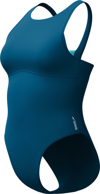 Костим за капење за жени Speedo Solid Highneck, отпорен на хлор, UPF50+, teal