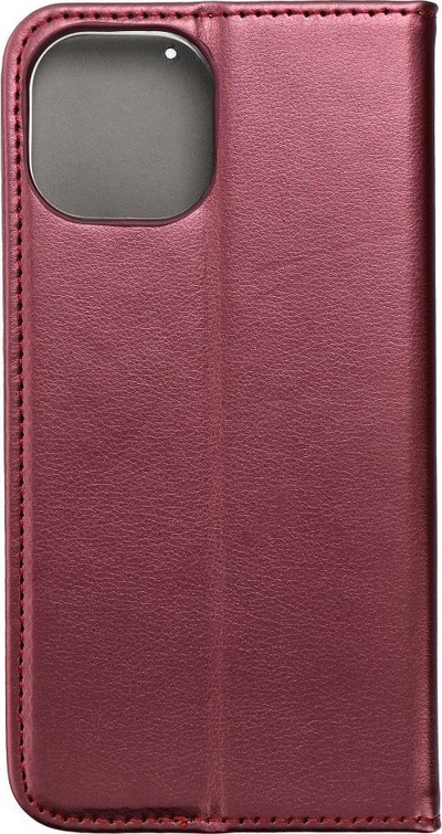 Këllëf-portofol Smart Magneto për Apple iPhone 15, me magnet, bëhet edhe si mbajtëse horizontale, ngjyrë burgundy