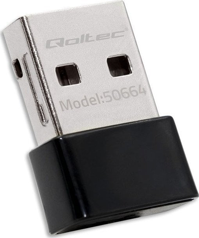 Kartë rrjeti Wi‑Fi Qoltec mini USB AC, 650Mbps, e zezë