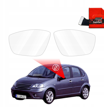 Film pasqyre anësore GrizzGlass ZeroDrop, rezistent ndaj shiut, për Citroen C3 2002-2010, transparent