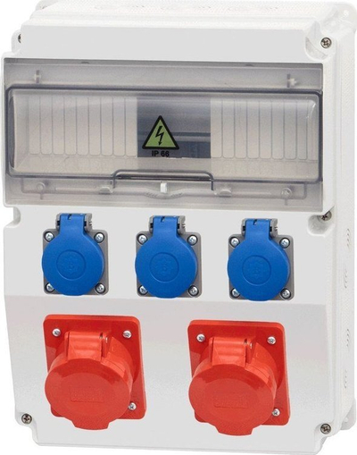 Panel elektrik F‑ELEKTRO Siła Caja, 16A 5p, 32A 5p, 3x230V 12M, gri