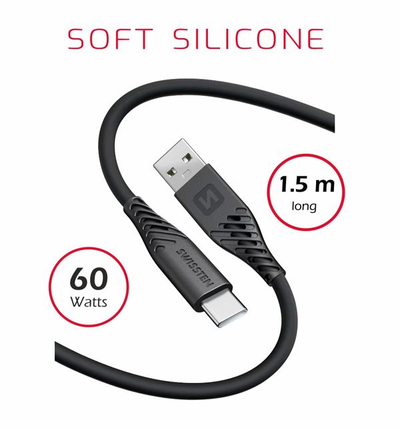 Kabllo Swissten silikon USB - USB-C, 1.5m