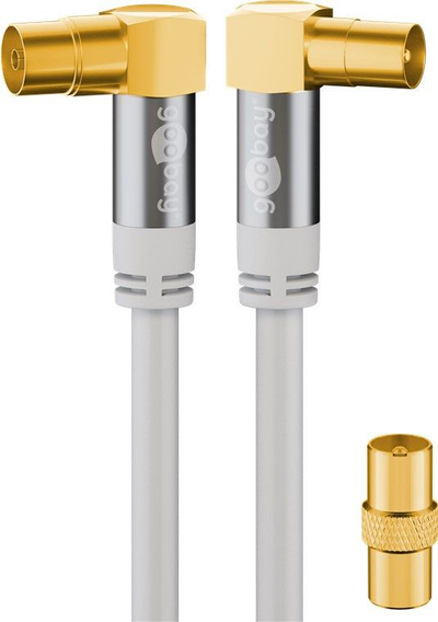 Kabllo antene Wentronic goobay, IEC F në IEC M 90°, 3 m, e bardhë