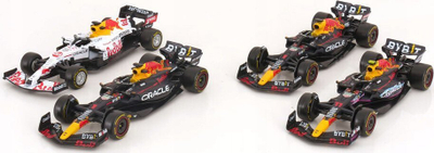 Set modelesh makine BBurago Red Bull Racing 38092V, 4 makina F1 Verstappen, shkallë 1:43, 12 cm