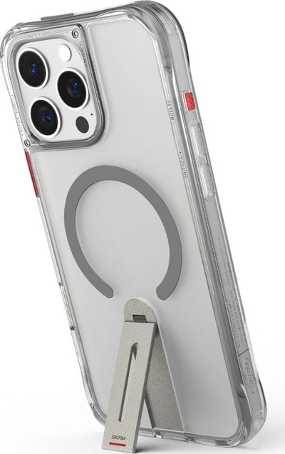 Заштитна маска Skinarma Helix за iPhone 16 Pro, магнетна MagSafe, држач 360°, титан