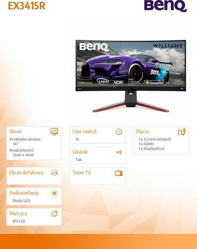 Ekran i lakuar BenQ MOBIUZ EX3415R, 3440 x 1440 UWQHD, 34", i zi
