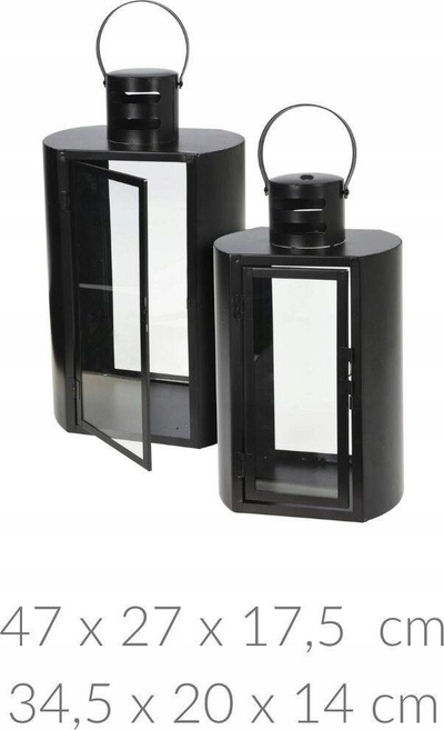 Set llambash dekorative PROGARDEN KO NB1720720, metal dhe xham, 2 copë, të zeza