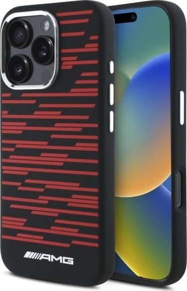 Kapak telefoni Mercedes Benz AMG Silicone Graphics, me MagSafe, për iPhone 16 Pro Max 6.9", i zi