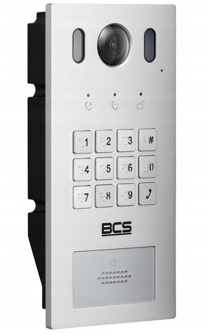 Panel domofoni i jashtëm BCS PAN1611S-S, TCP/IP SIP, me tastierë dhe RFID, argjendtë