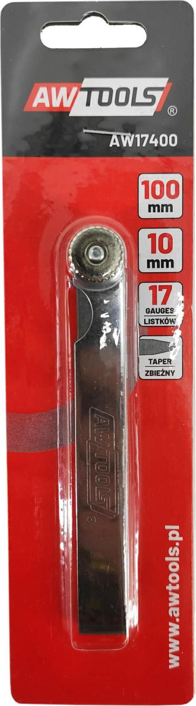 Matës boshllëqesh AWTools Feeler Gauge, 100mm, 17 fleta 0.02-1.0mm, metalik