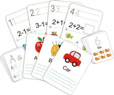Karta për mësim shkrimi “Handwriting &amp; Learning”, shkrim e numra, me stilolapsa, shumëngjyrëshe