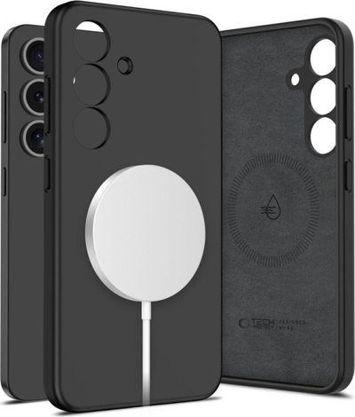 Mbulesë telefoni Tech-Protect Liquid Silicone MagSafe për Galaxy S25, silikon i lëngshëm, me MagSafe, e zezë