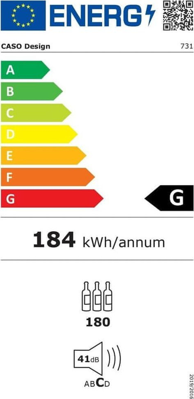 Frigorifer vere CASO WineExclusive 180 Smart, 180 shishe, dy zona temperature, i zi