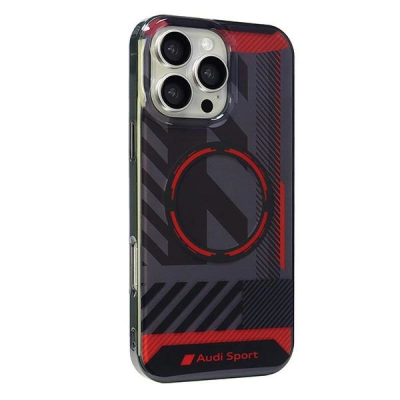 Kuti telefoni Audi Sport IML Hardcase për iPhone 16 Pro Max 6.9", me MagSafe, e zezë me të kuqe