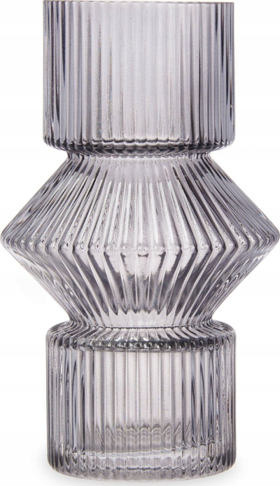Vazo dekorative Giftdecor Stripe Vase 1 Body, kristal, 9.5 cm, gri
