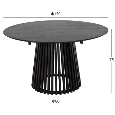 Set ngrënieje 5-pjesësh Canop Φ150x?cm & 4 karrige (HM21077.02), zezë