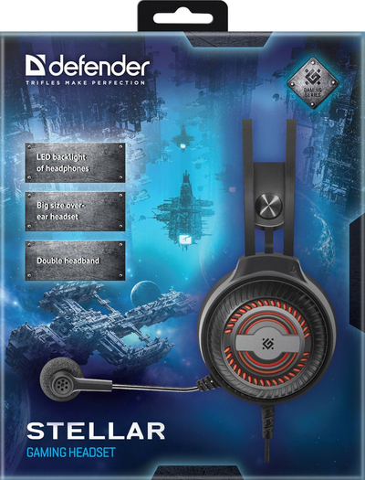 Kufje gaming Defender Stellar me mikrofon, me drivera 50 mm, të zeza