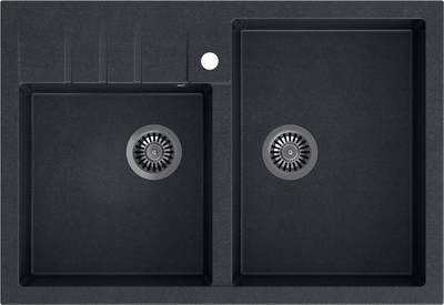 Lavaman kuzhine Quadron BILL 120 GraniteQ, dy lecka, black diamond me pjesë çeliku