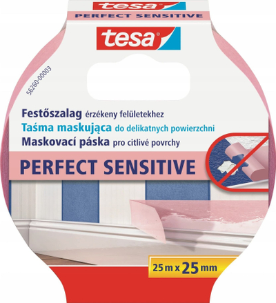 Shirit ngjitës për pikturim Tesa Painter's Tape, 25m, 25mm, rozë