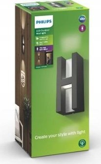 Aplik muror i jashtëm Philips Shadow, LED, antracit