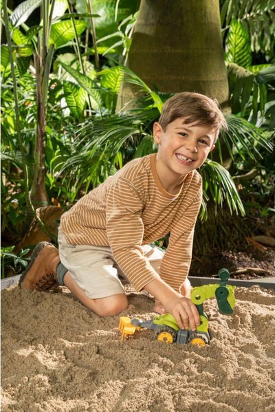 Lodër rëre BIG Power Worker Mini Dino T-Rex, me rrota plastike, për kalamaj 2-5 vjeç, jeshile