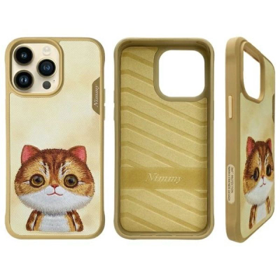Kapak telefoni Nimmy Big Eyed Pet 2.0 Cat për iPhone 15 Pro Max 6.7", antishok, khaki